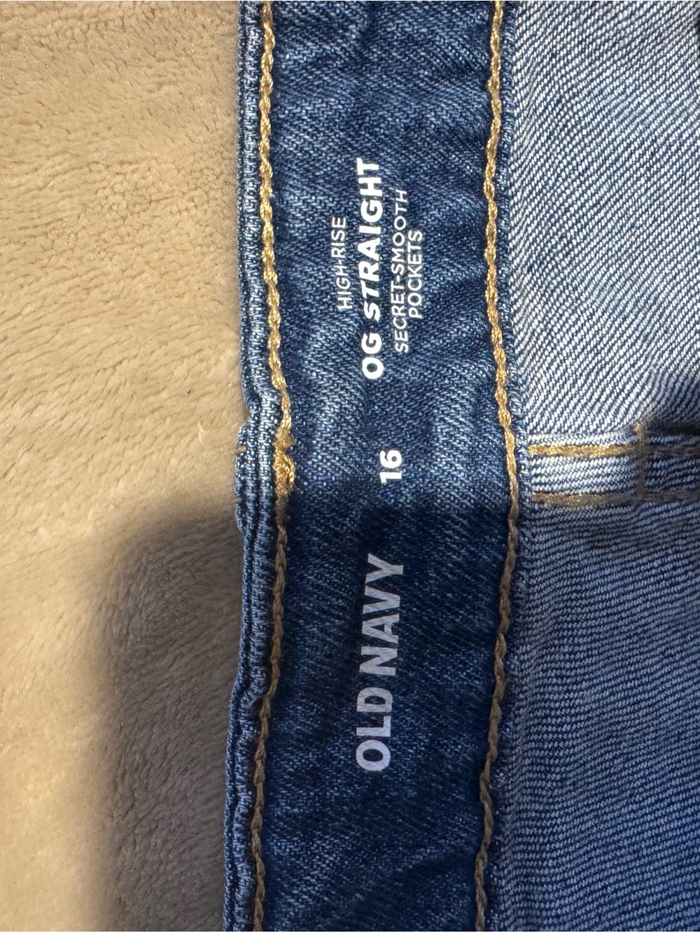 Old Navy OG Straight Jeans in Medium Blue with Tan Stitching